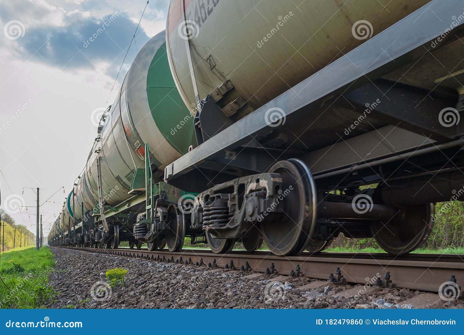 Big Tank Wagons Move on Railways Permanent Track Stock Photo Image of