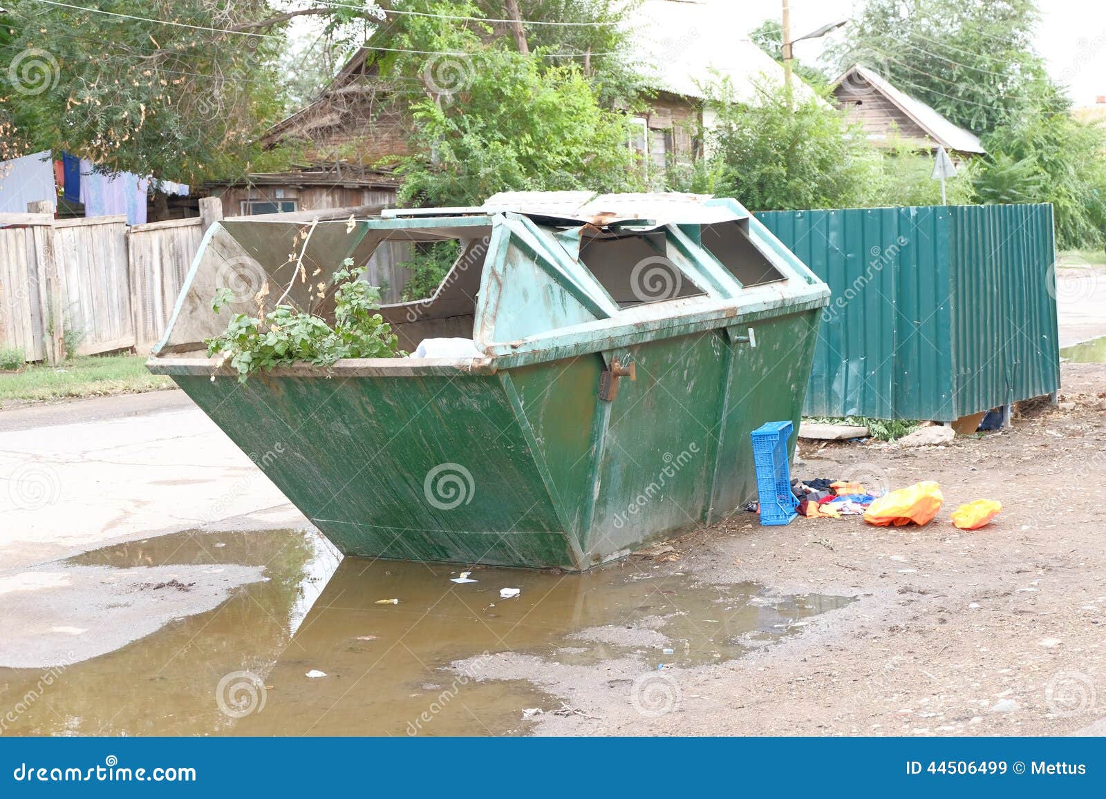 Big Trash Can in Ghetto in the Street Stock Image Image of city, full