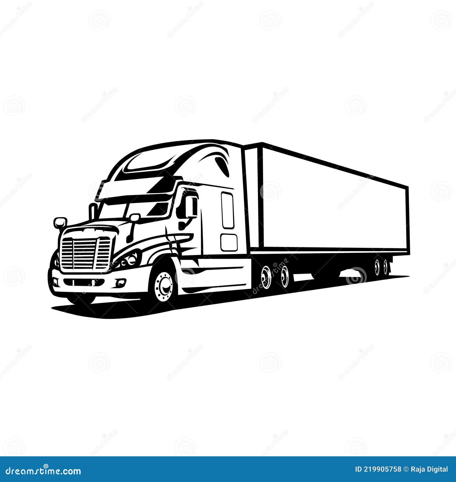 Silhouette Of Semi Truck 18 Wheeler With Trailer Side View Vector Image ...