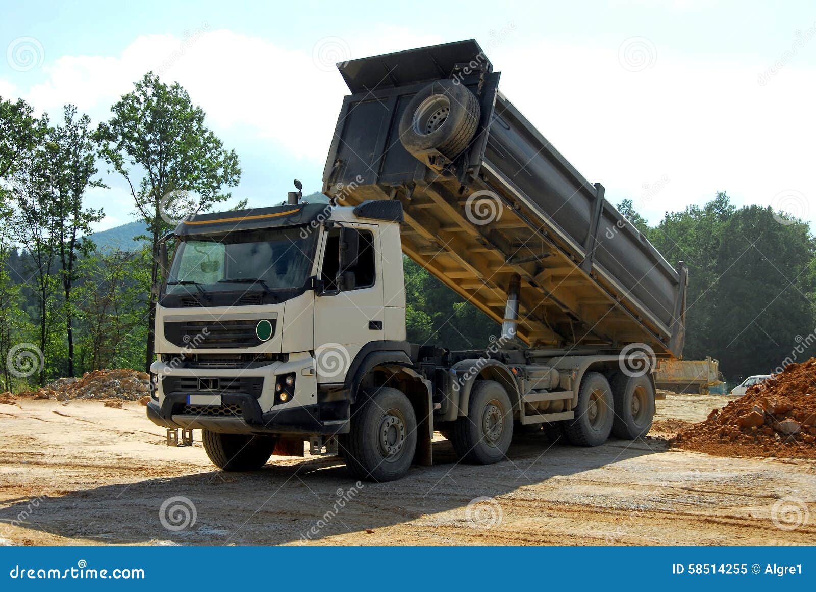 Big truck tipper at work stock image. Image of cabin 58514255