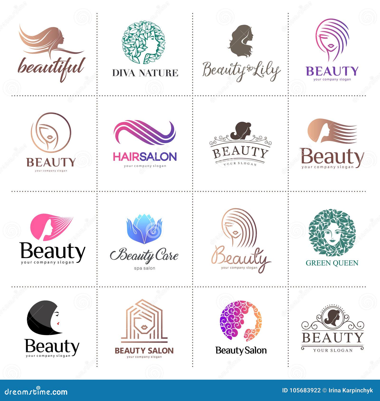 Big Vector Logo Set for Beauty Salon, Hair Salon, Cosmetic Stock Vector -  Illustration of manicure, collection: 105683922