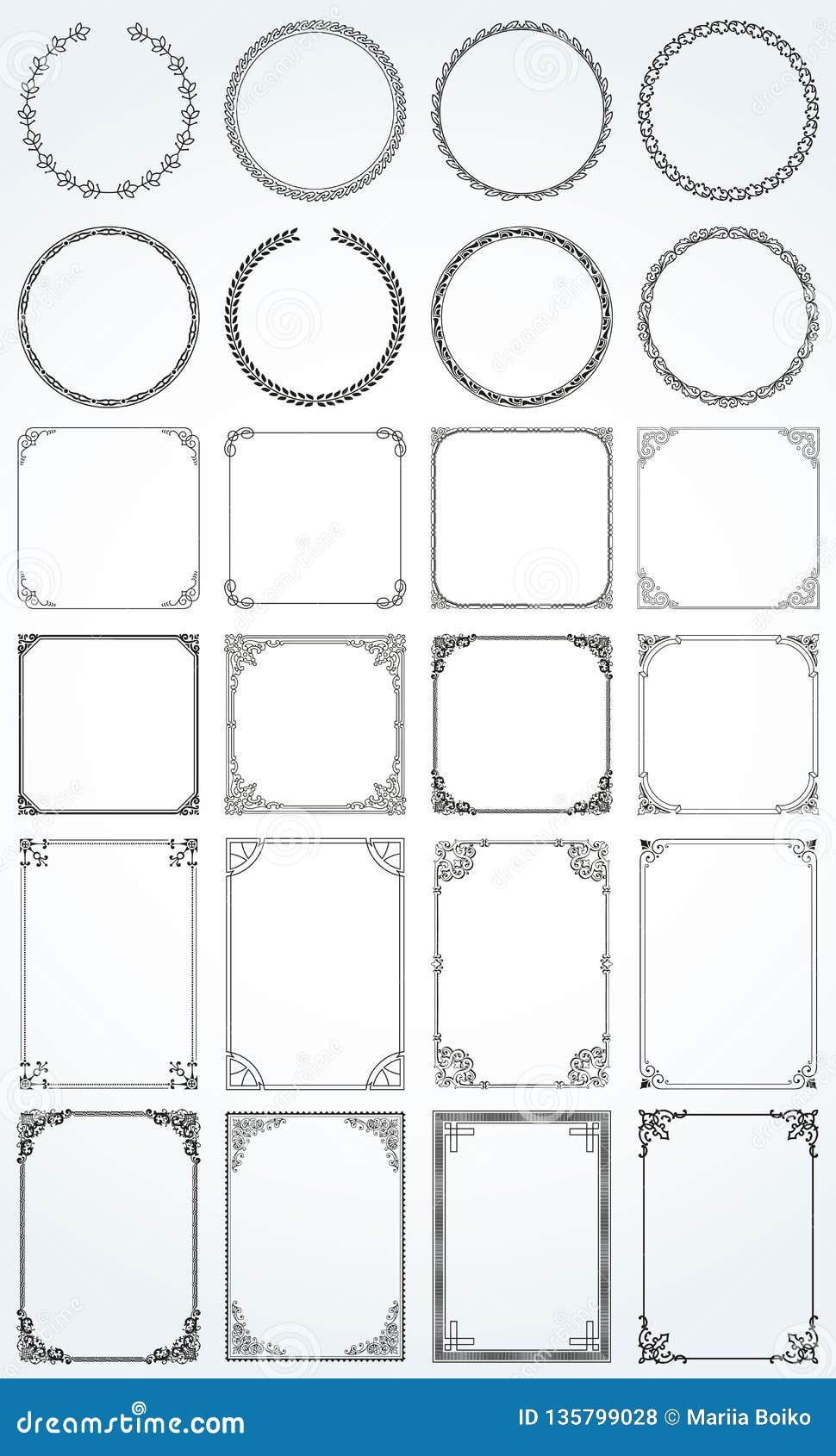 Download Big Vector Set Of Decorative Rectangle, Square, Round ...