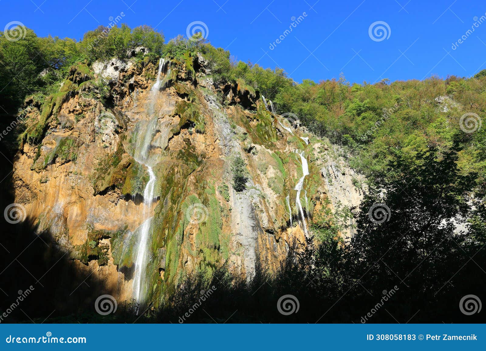 big waterfall on plitvicka jezera in croatia