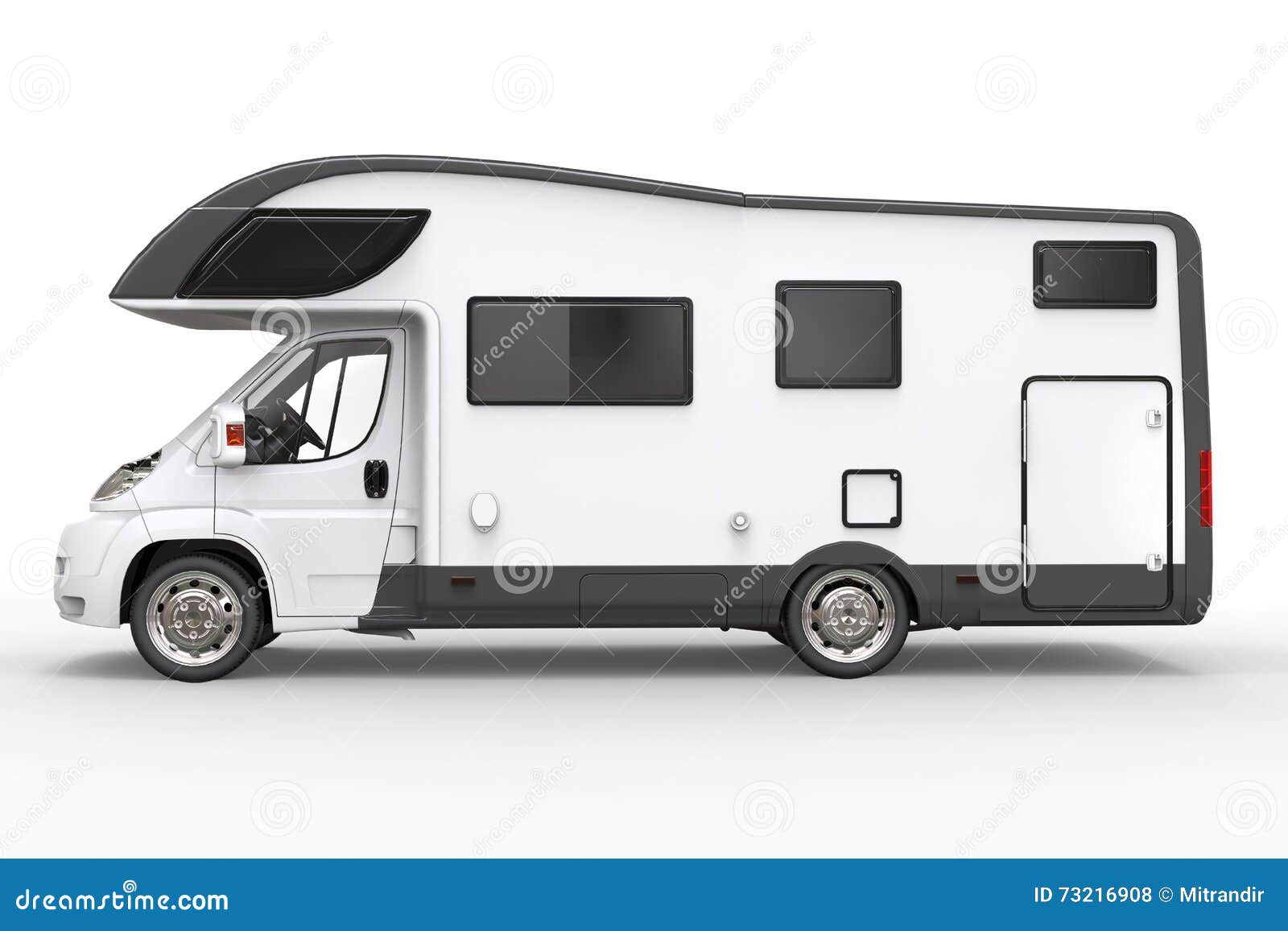 Big White Camper Vehicle - Side View Stock Illustration - Illustration ...