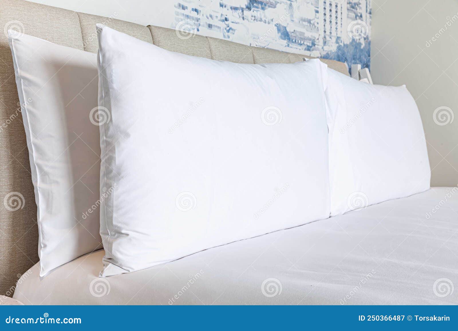 Big White Pillows on White Bed Stock Image Image of design, pillow 250366487