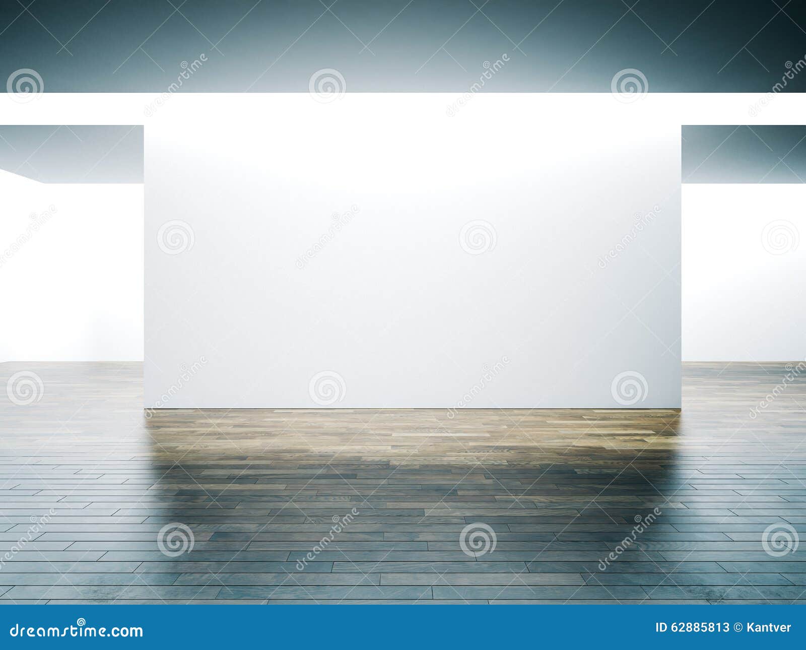 Big White Wall in Museum Interior with Wooden Stock Image Image of