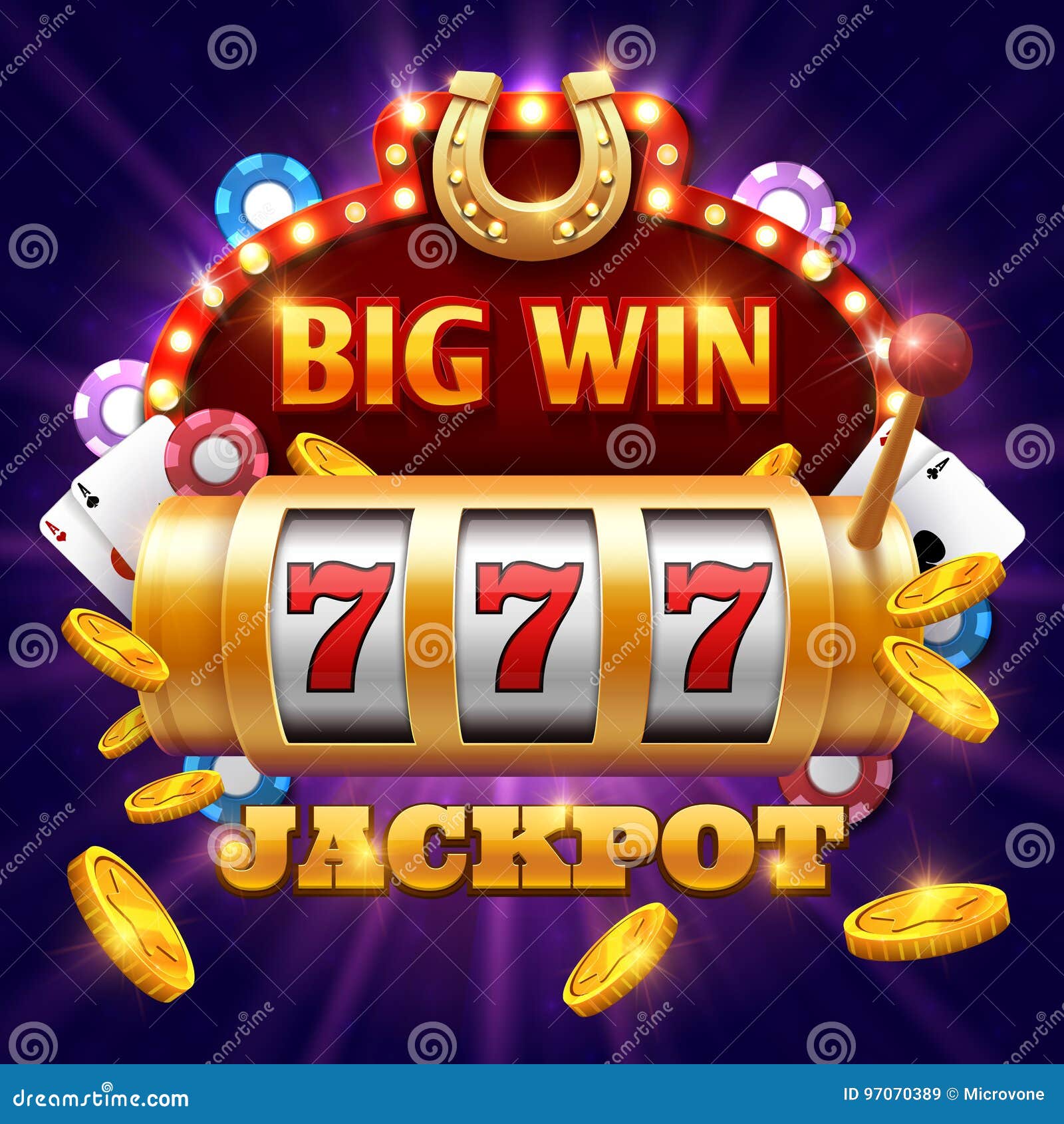 big win 777 lottery  casino concept with slot machine