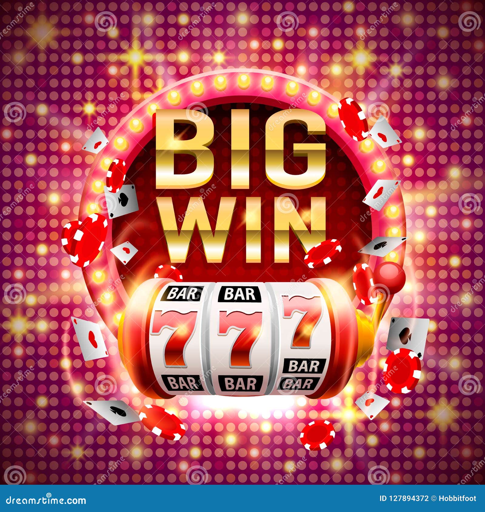 Big Win Slots 777 Banner Casino. Stock Vector - Illustration of design