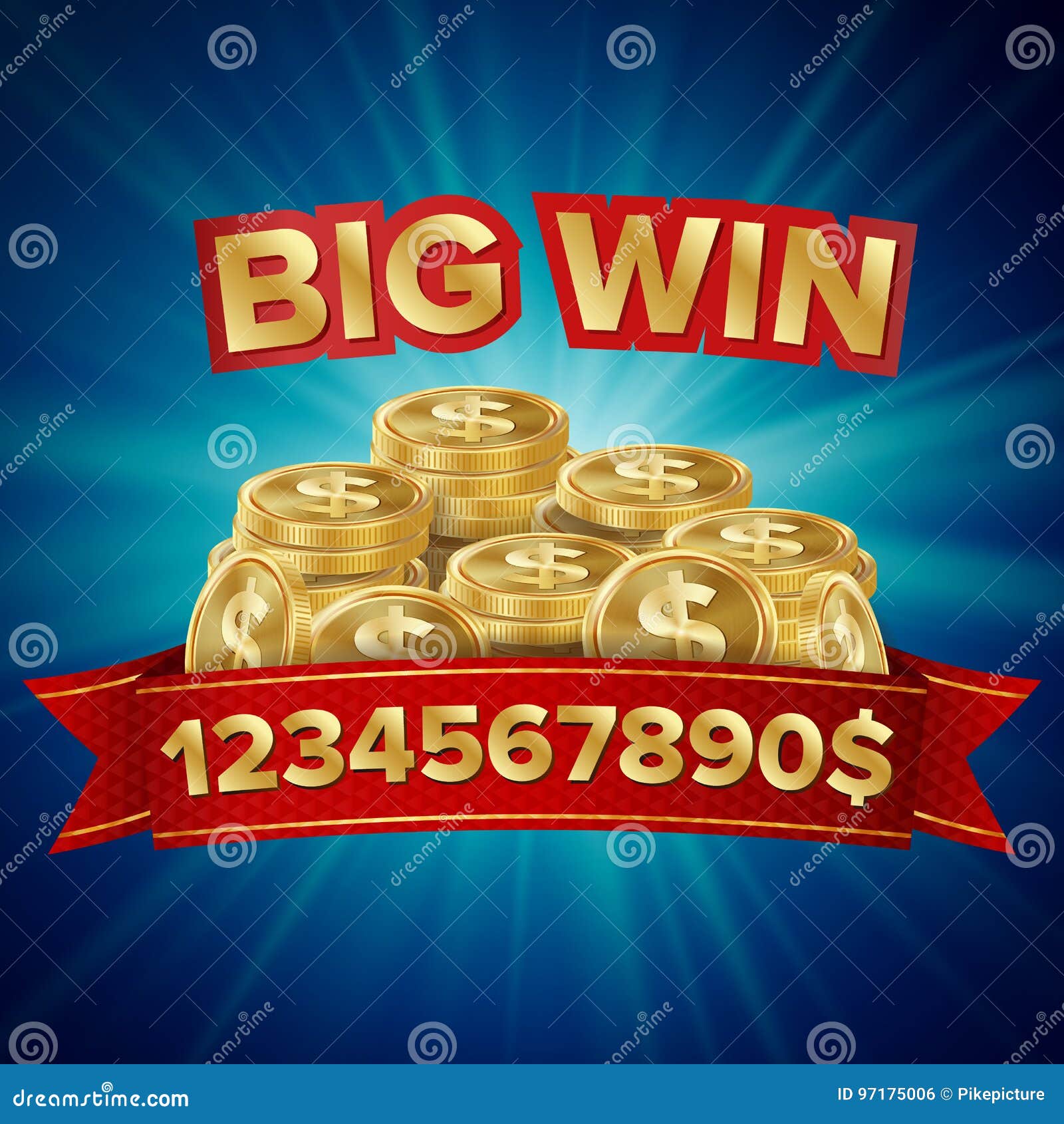 Big Win Vector Background For Online Casino Gambling Club Poker