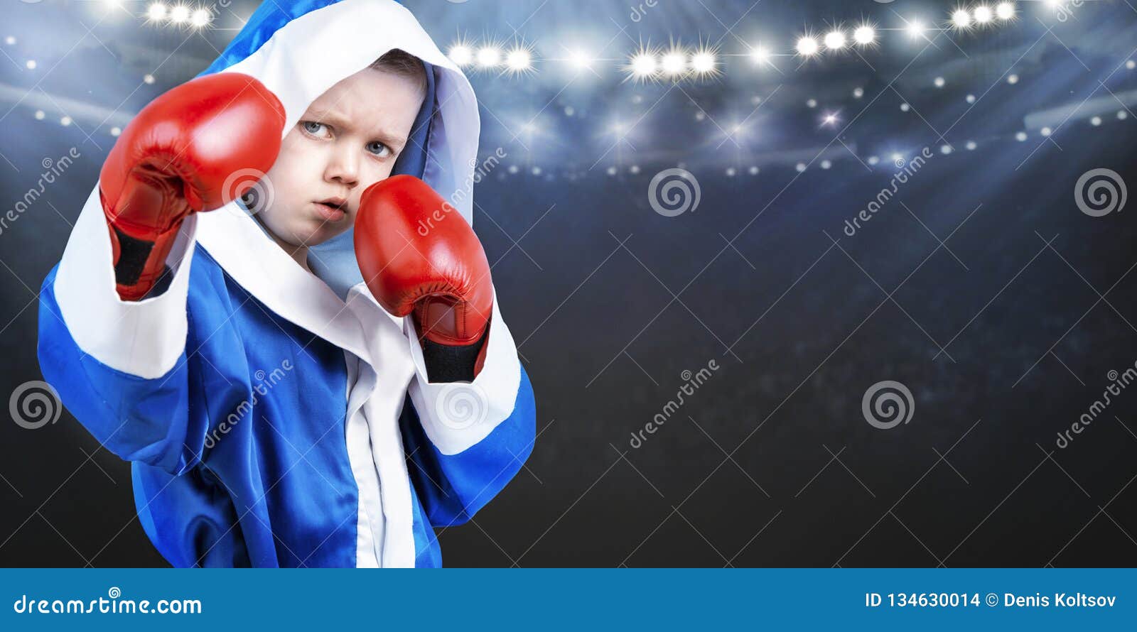 child boxer in the ring.little champion.the big wins.