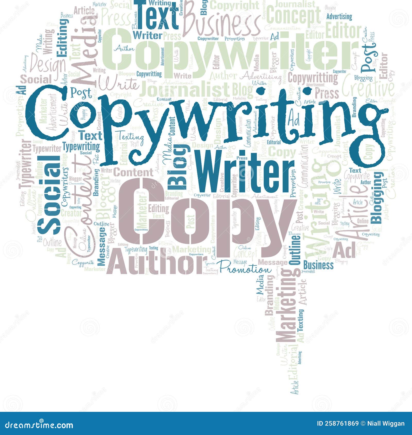 Big Word Cloud in the Shape of Speech Bubble with Word Copywriting