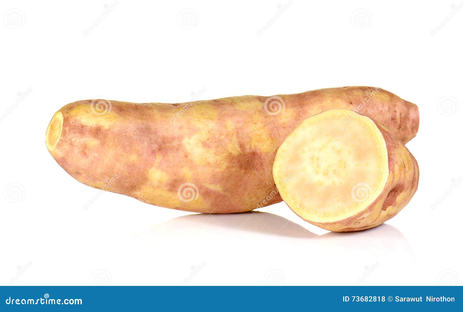 Big Yam Cut Pieces on White Background. Stock Photo Image of potato