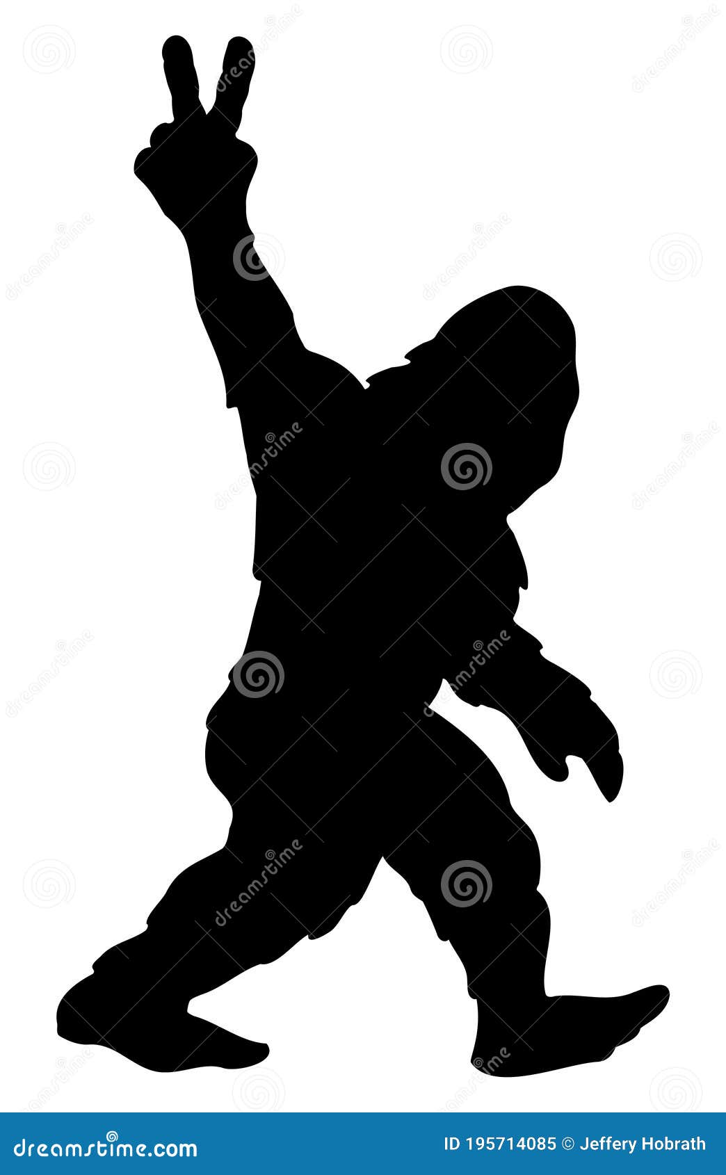 bigfoot sasquatch yeti peace sign silhouette cartoon   