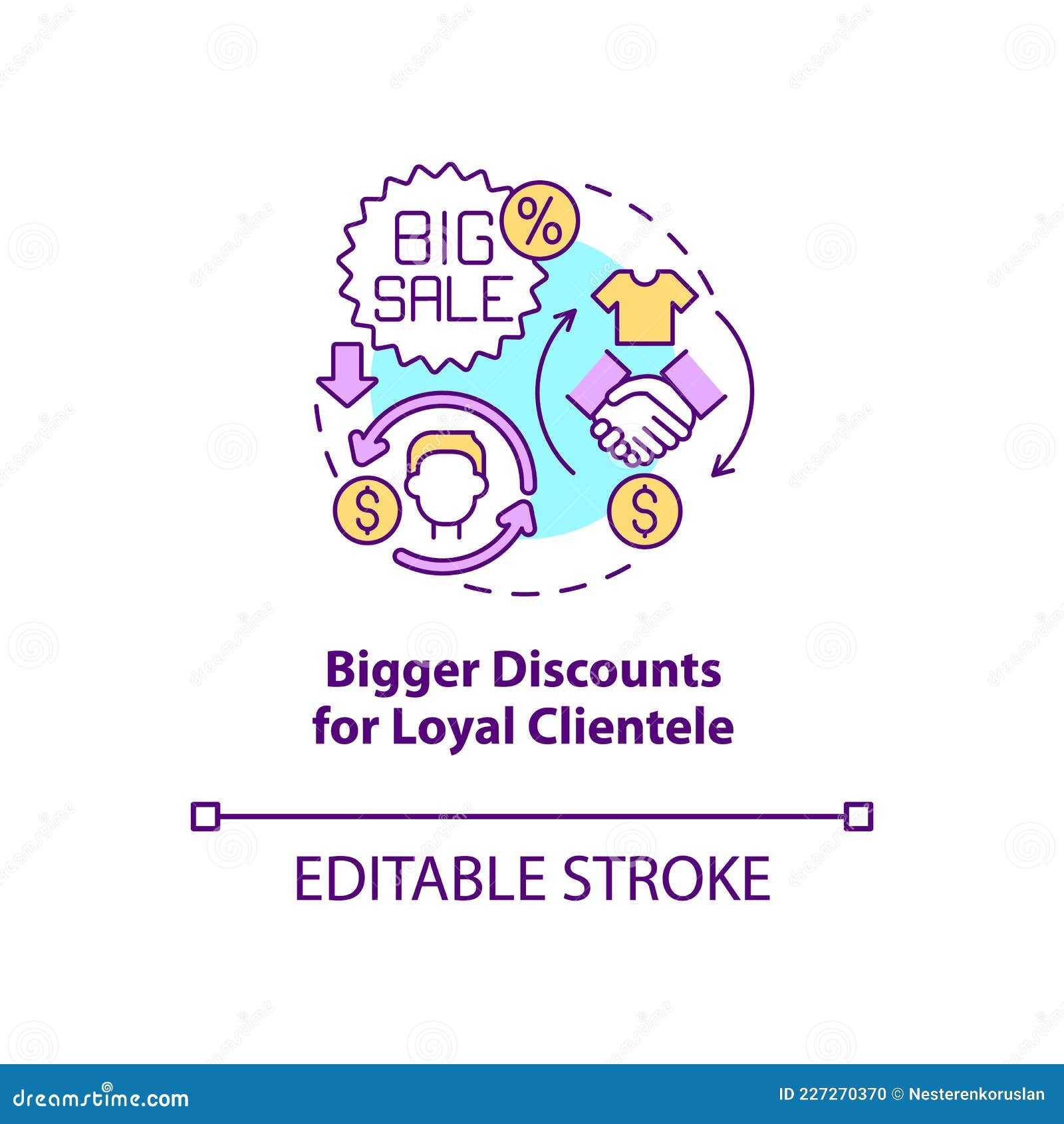bigger discounts for loyal clientele concept icon