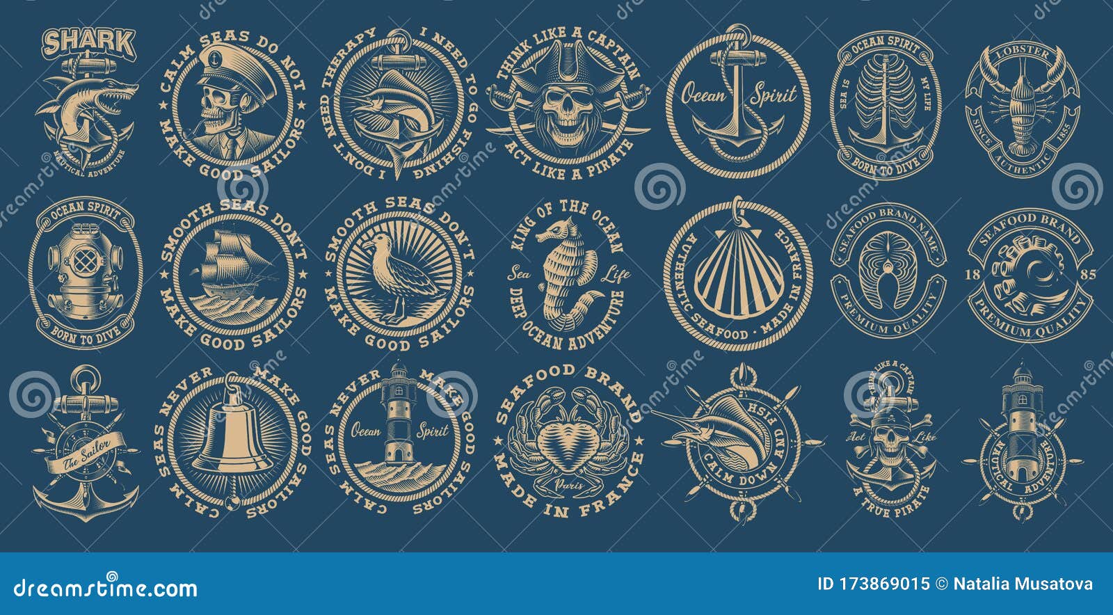 the biggest bundle of vintage nautical s on the dark background.