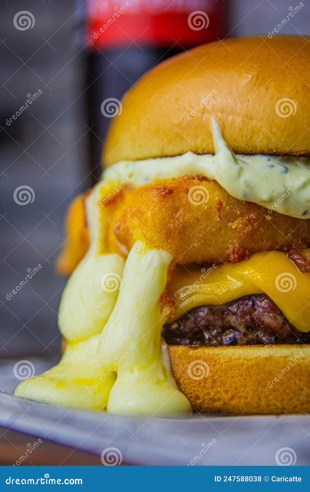 the biggest burger of the town with melted cheese