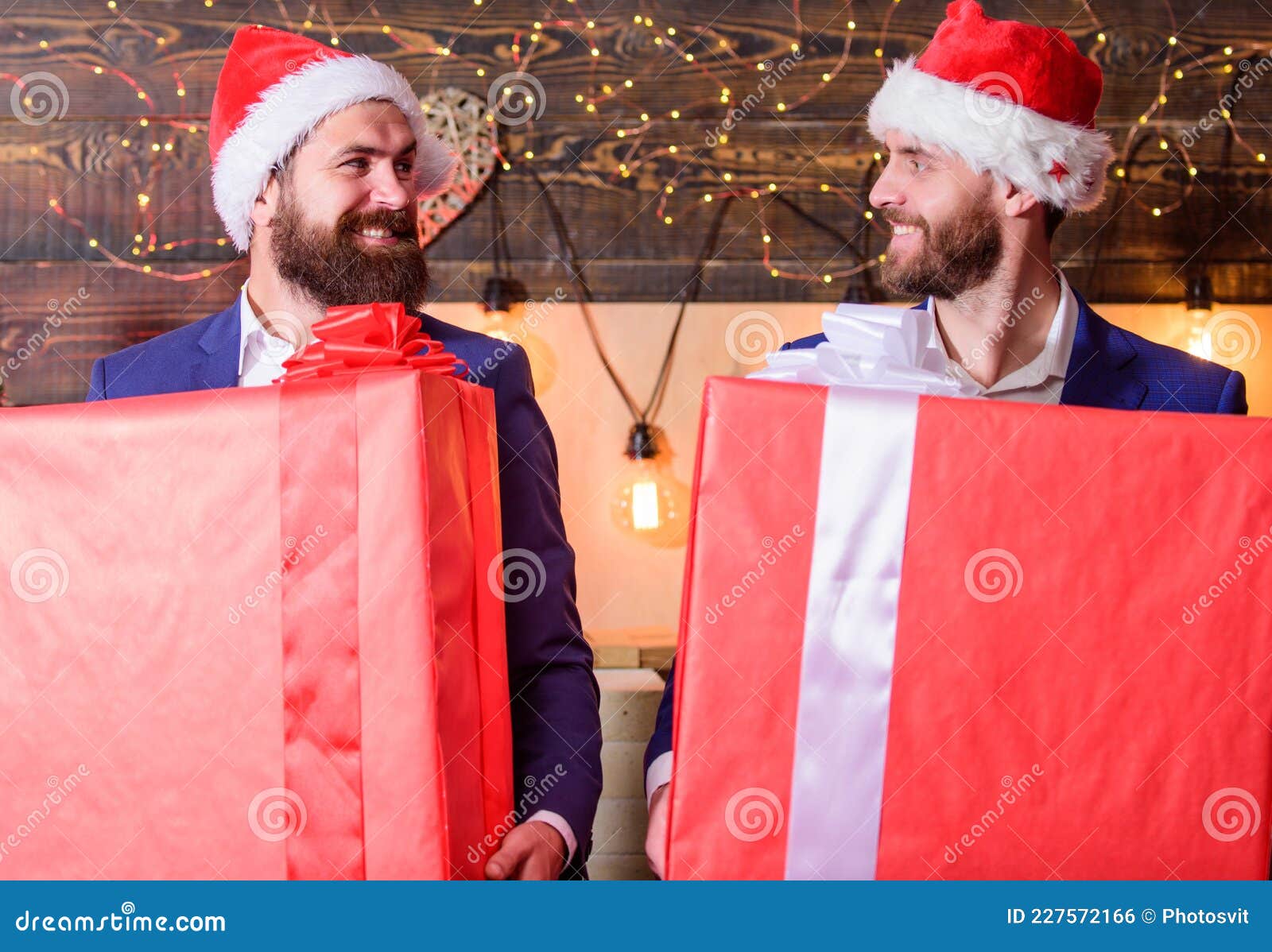 Biggest Gift for Christmas. Big Wrapped Box with Ribbon. Great Surprise. Prepare Huge Surprise