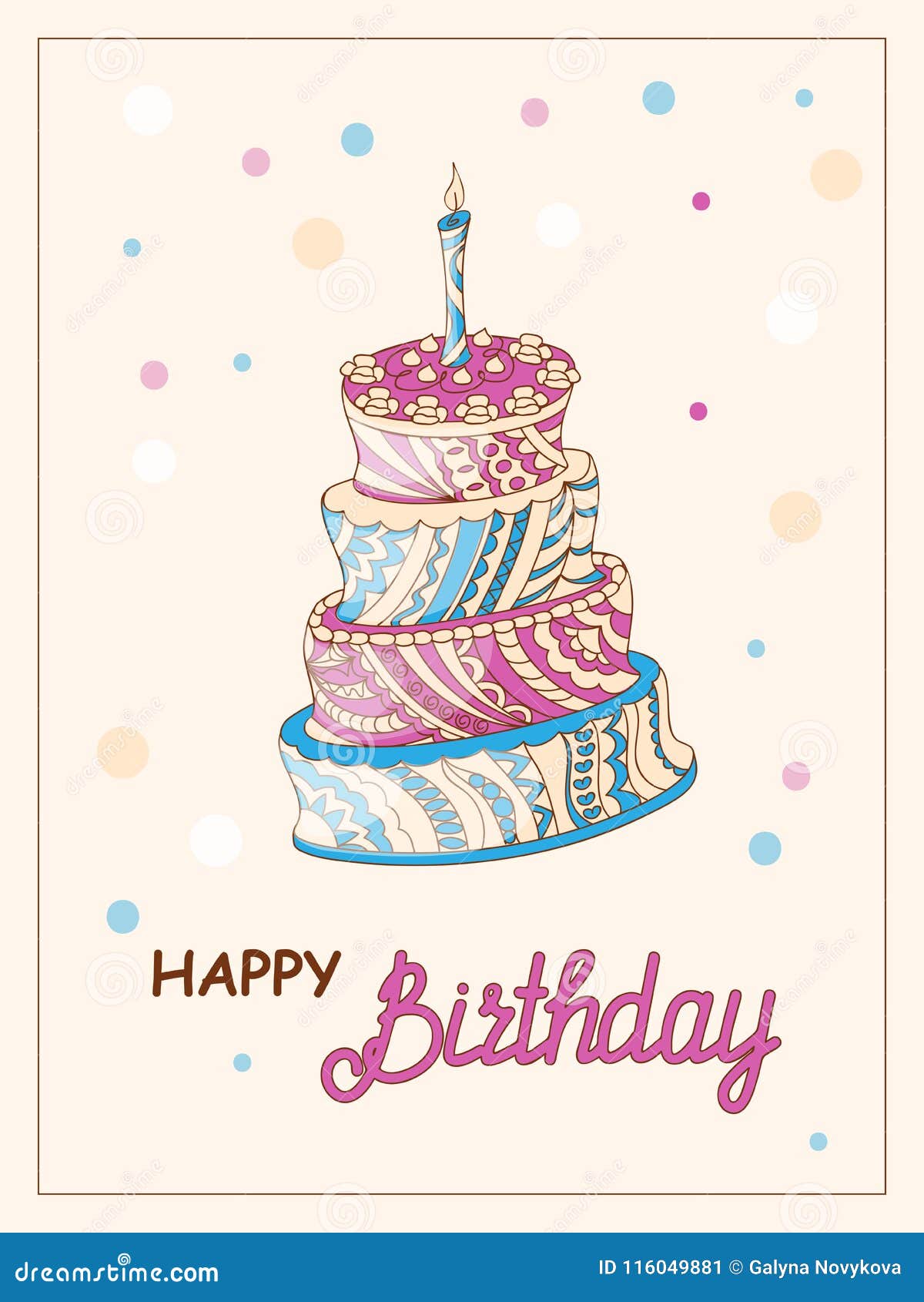 Biglietto Di Auguri Per Il Compleanno Con Il Dolce Di Zen Illustrazione Vettoriale Illustrazione Di Handwriting Mano