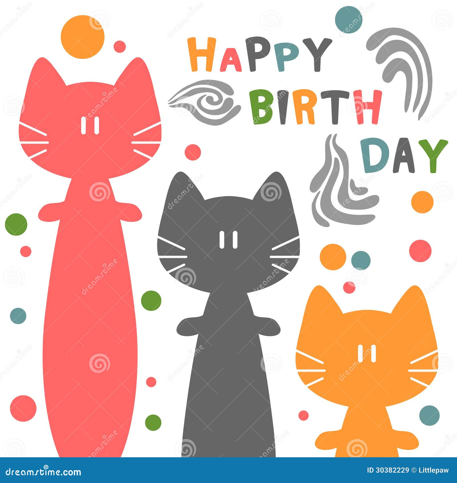 Biglietto Di Auguri Per Il Compleanno Con I Gatti Illustrazione Vettoriale Illustrazione Di Congratulazione Illustrazione