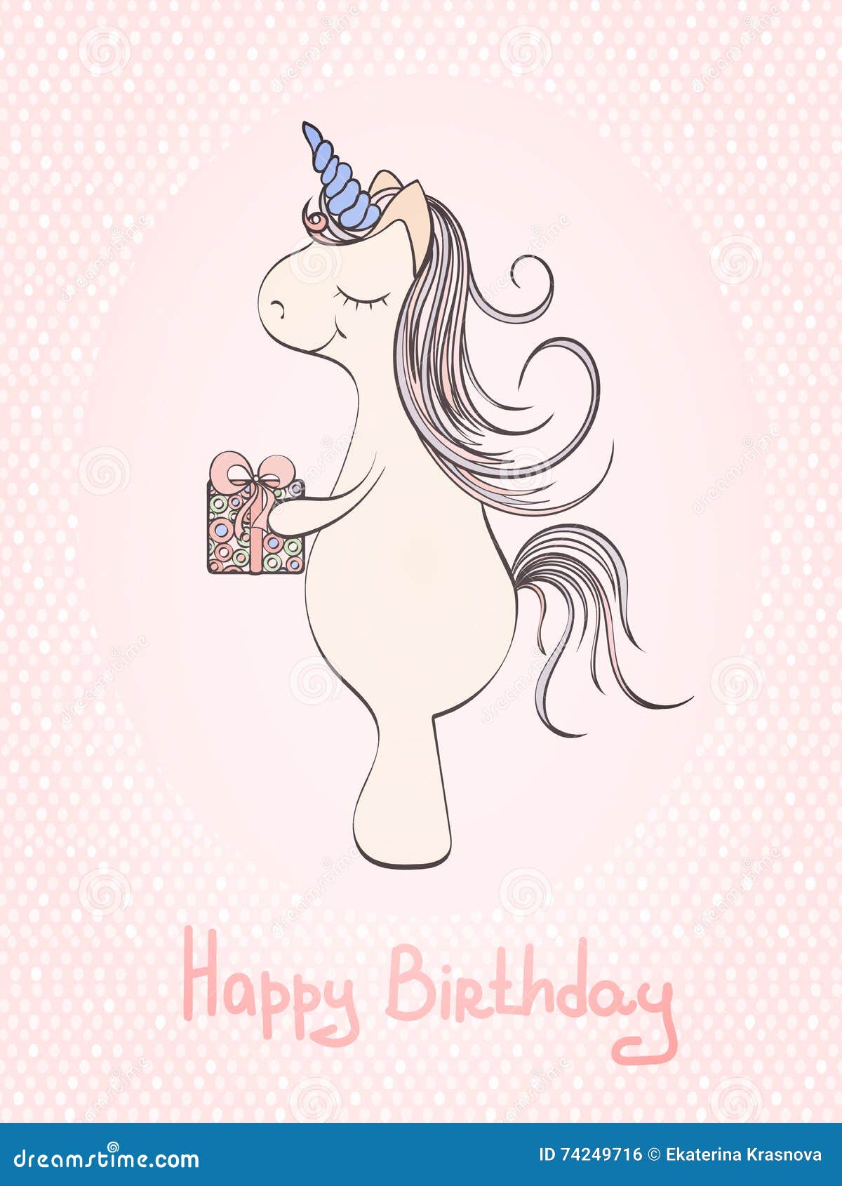 Biglietto Di Auguri Per Il Compleanno Dell'unicorno 