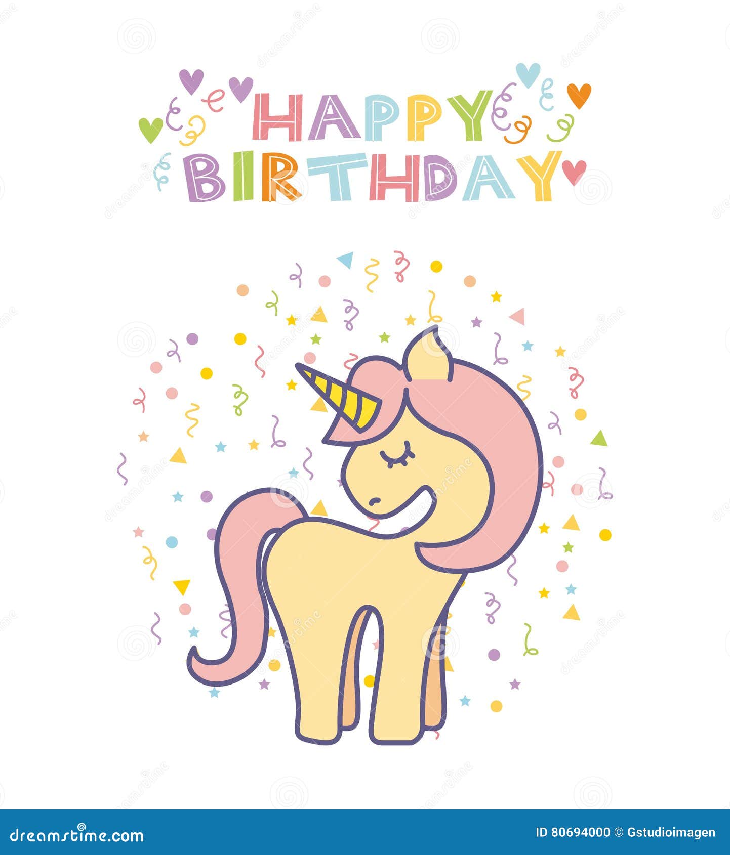 Biglietto Di Auguri Per Il Compleanno Dell Unicorno Illustrazione Vettoriale Illustrazione Di Invito Animale