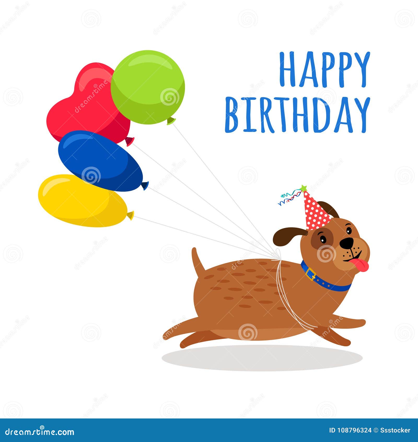 Biglietto Di Auguri Per Il Compleanno Divertente Del Cane Con I Palloni  Illustrazione Vettoriale - Illustrazione di saluto, cane: 108796324