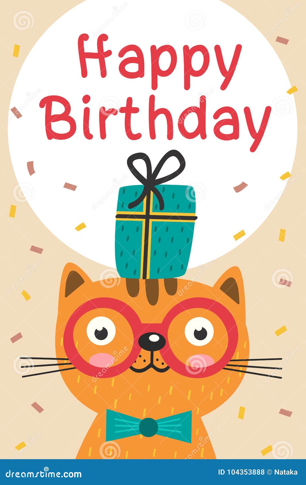 Biglietto Di Auguri Per Il Compleanno Di Vettore Con I Gatti Divertenti  Illustrazione Vettoriale - Illustrazione di scheda, scarabocchio: 61816088