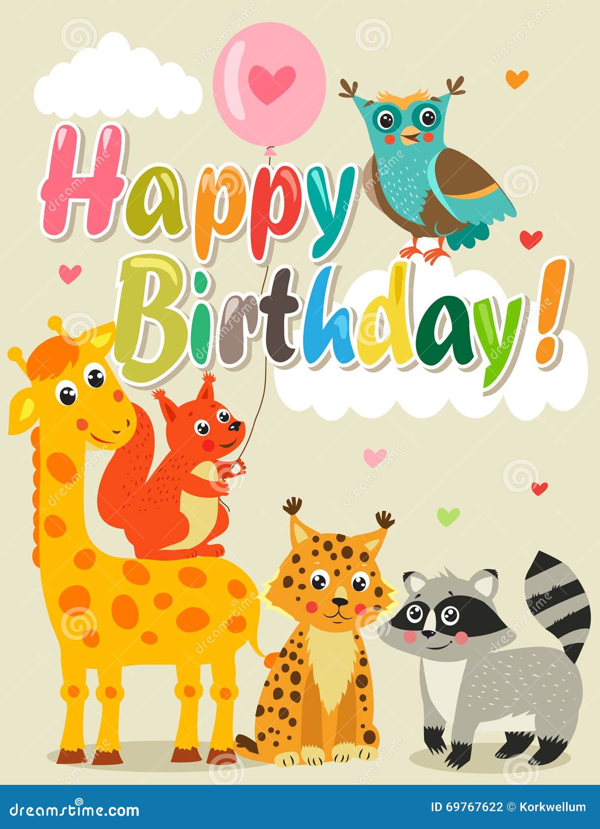 Biglietto Di Auguri Per Il Compleanno Felice Con Gli Animali Divertenti Illustrazione Di Vettore Immagini Di Buon Compleanno Illustrazione Vettoriale Illustrazione Di Nascita Scheda