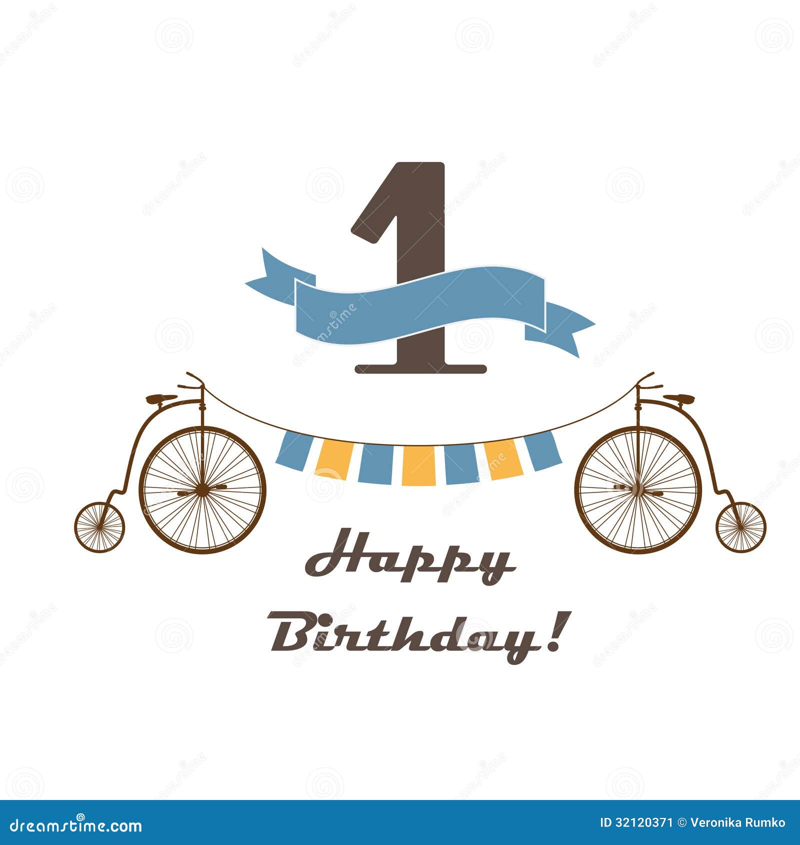 Biglietto Di Auguri Per Il Compleanno Felice Per Il Primo Compleanno Illustrazione Di Stock Illustrazione Di Bandierina Invenzione