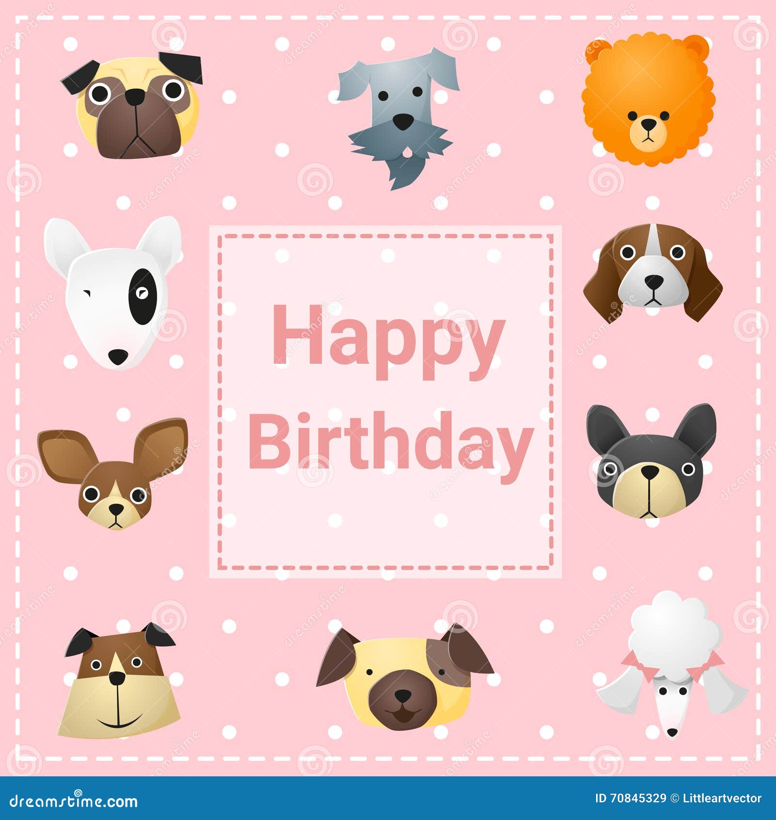 Biglietto Di Auguri Per Il Compleanno Felice Sveglio Con I Cani Divertenti Illustrazione Vettoriale Illustrazione Di Felice Arte