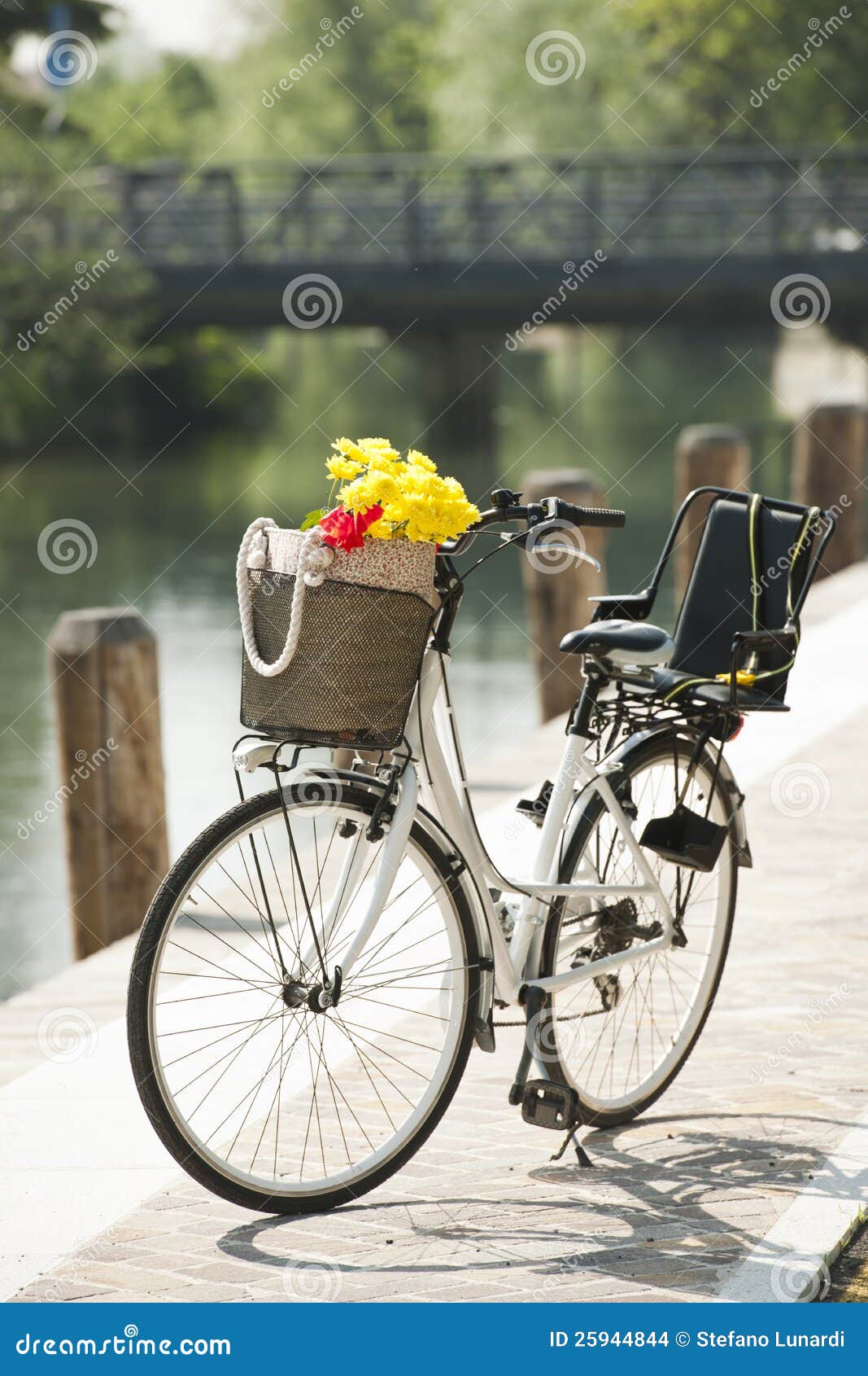 Bike with Basket and Flowers Stock Photo Image of spring, bouquet