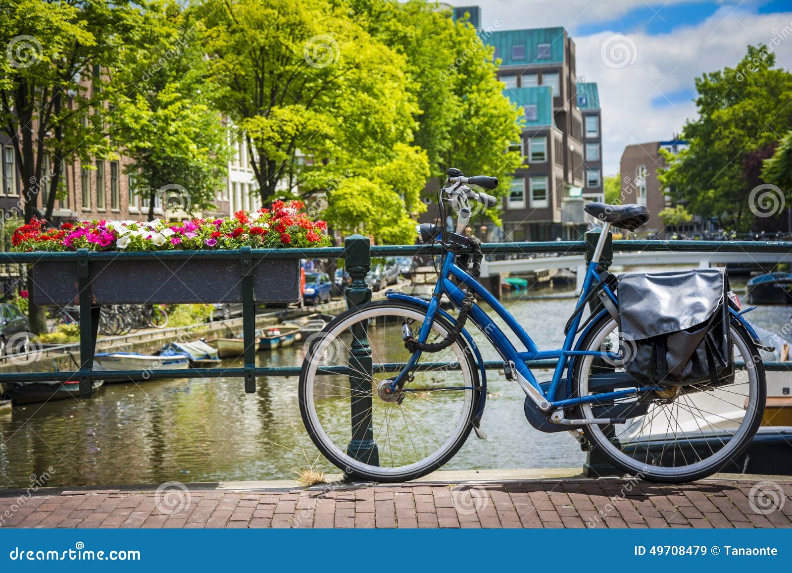 Bike on the Bridge in Amsterdam, Netherlands Stock Image - Image of ...