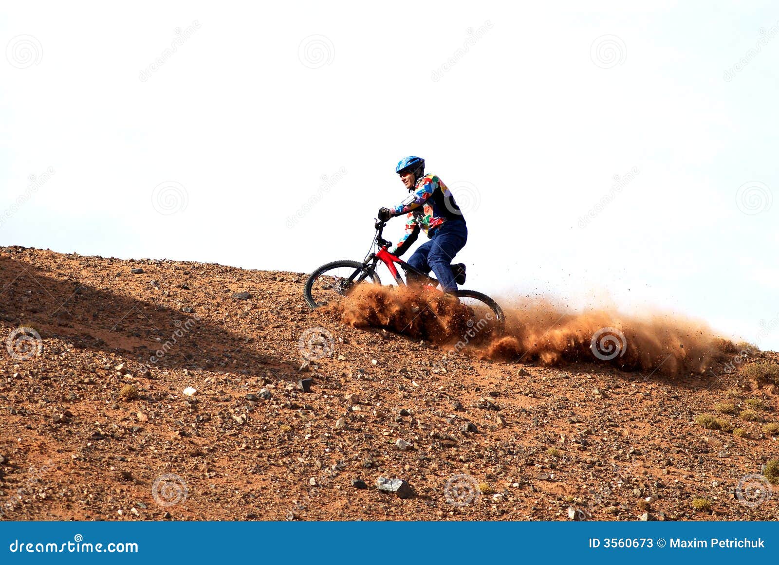 Bike Downhill on red hill stock image. Image of descend 3560673