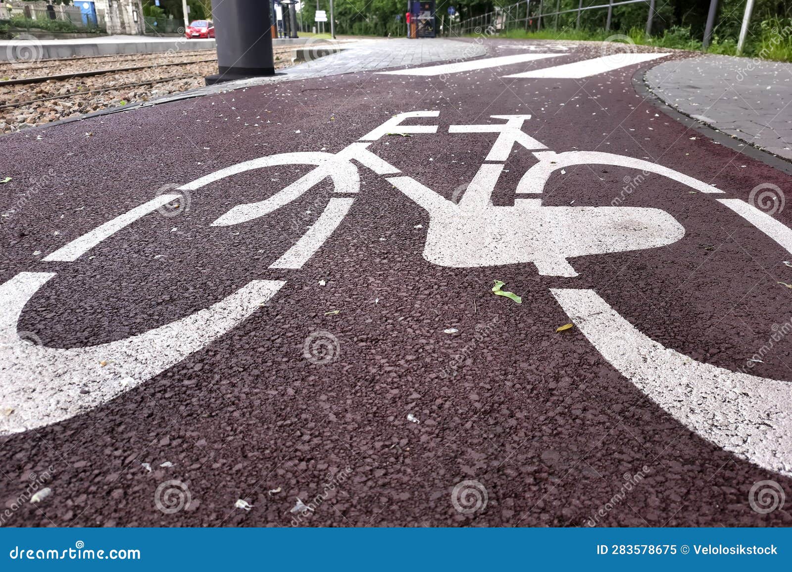 Bike Path. Road Markings on Bicycle Lane. Traffic Laws. Stock Image