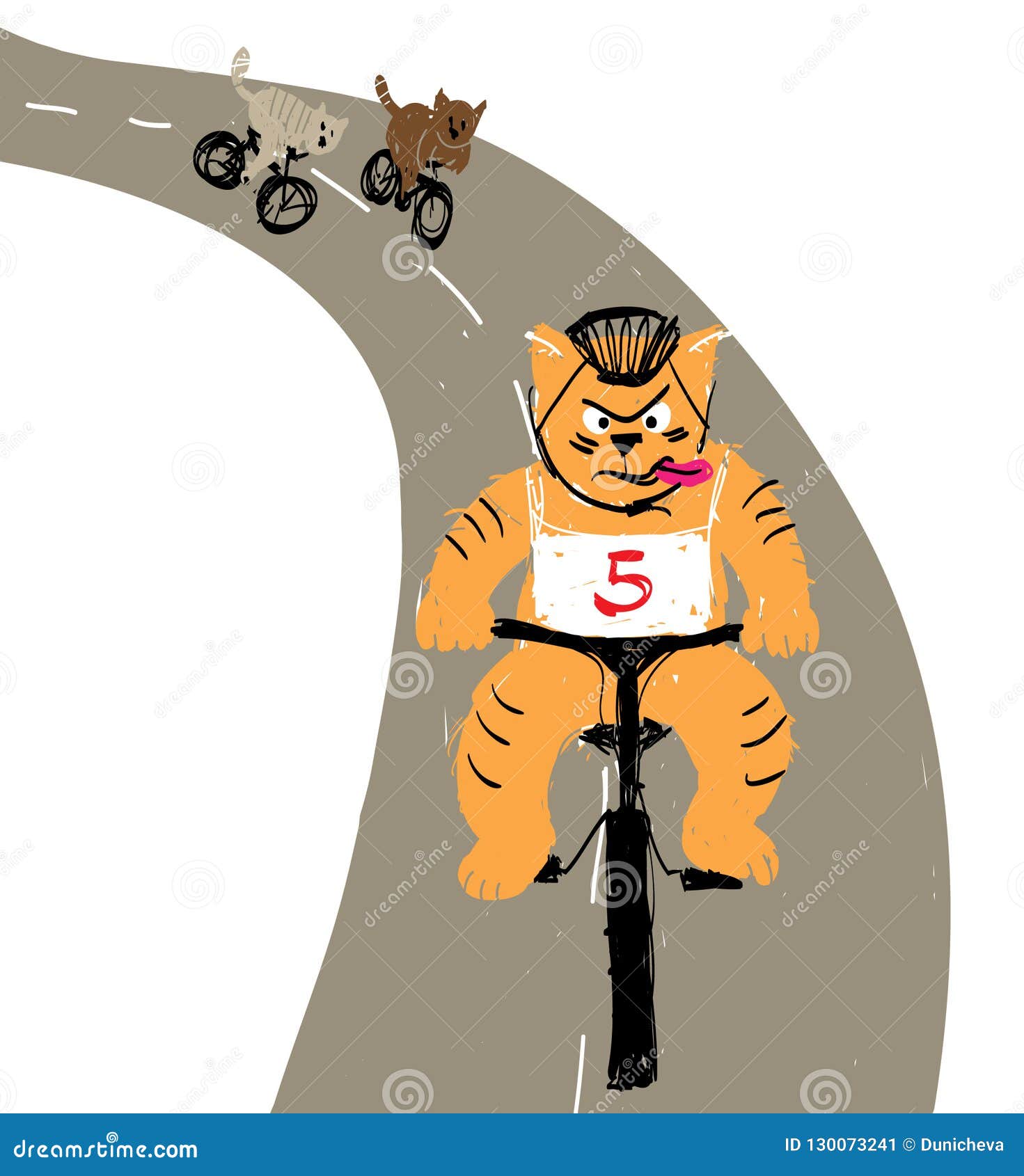 Bike Racing Cats. Competition Cats in Cycling Stock Vector