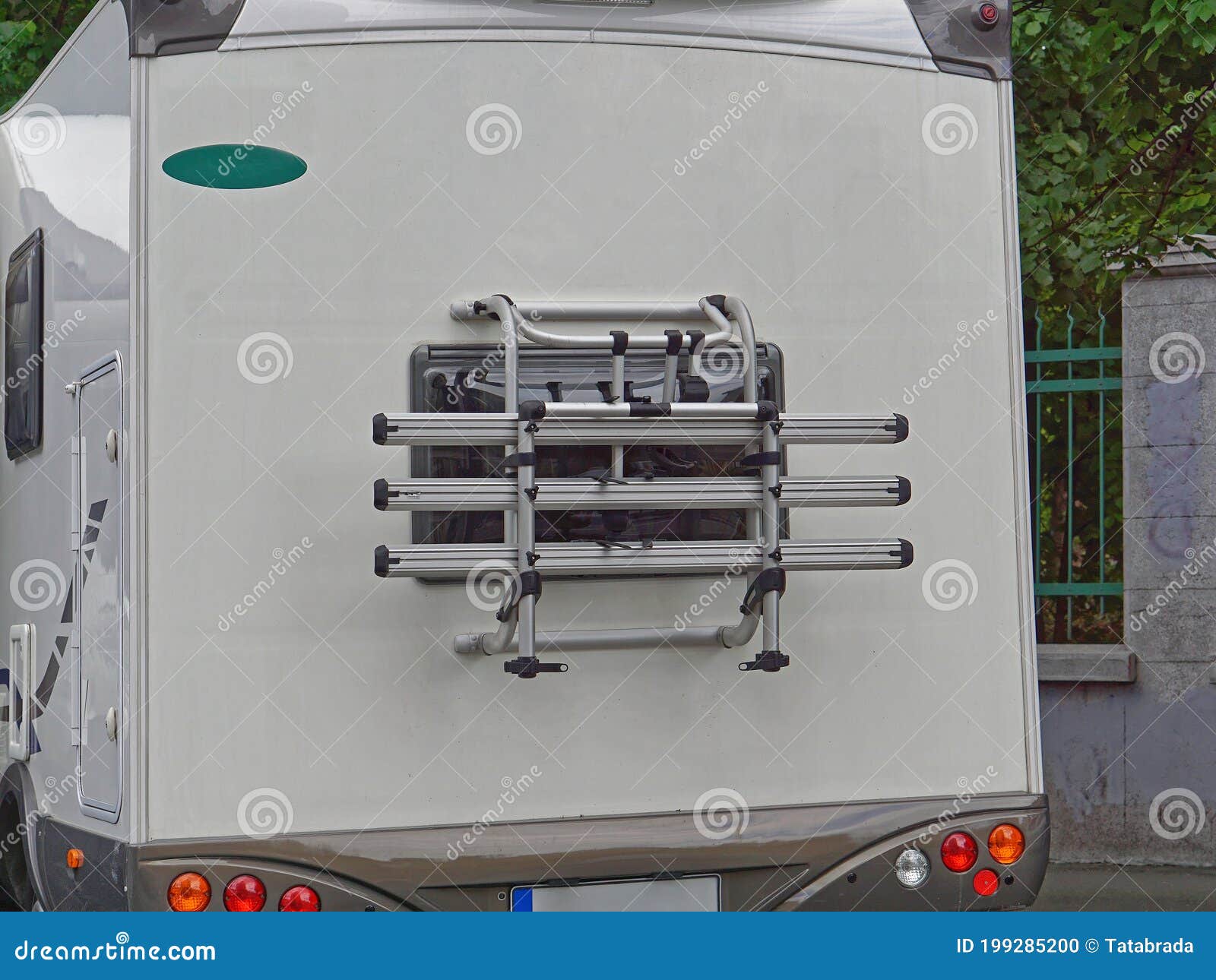 Bike rack camper stock photo. Image of bike, aluminium 199285200