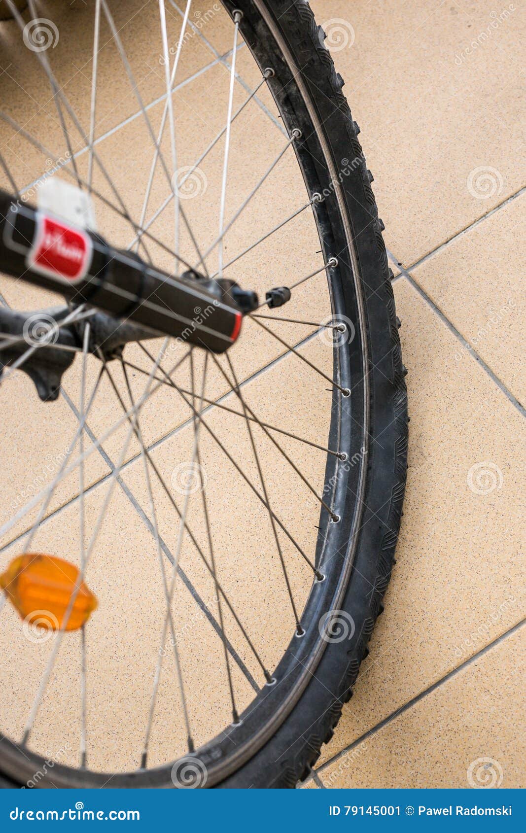 Bike s flat tire stock image. Image of detail, metal 79145001