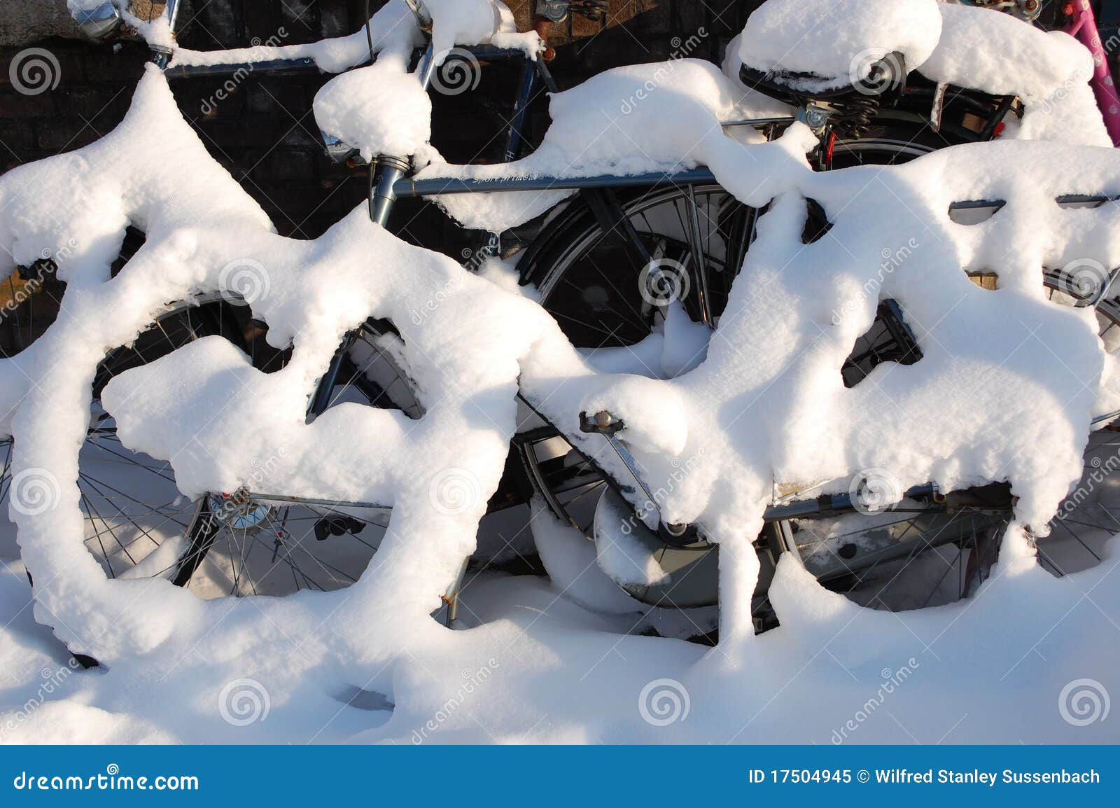 A Bike in the Snow in Amsterdam Stock Image Image of snow, bike 17504945