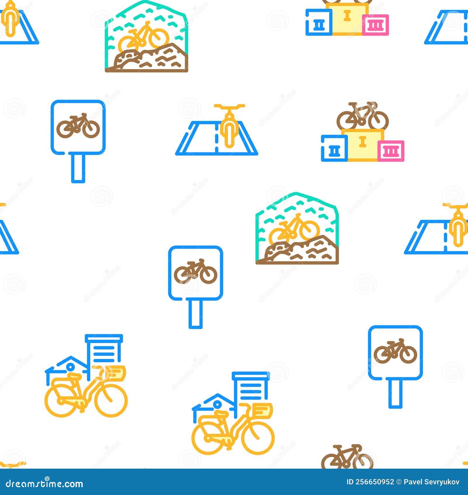 Bike Transport and Accessories Vector Seamless Pattern Stock Vector
