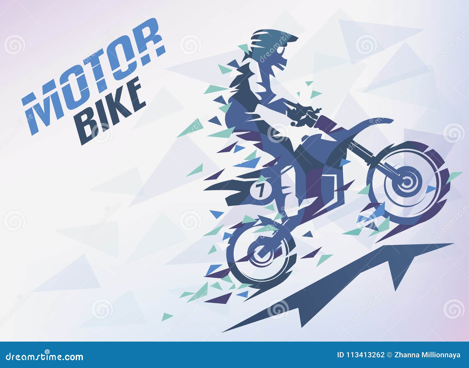 Bike with Triangle Splints, Motocross Stylized Background Stock ...