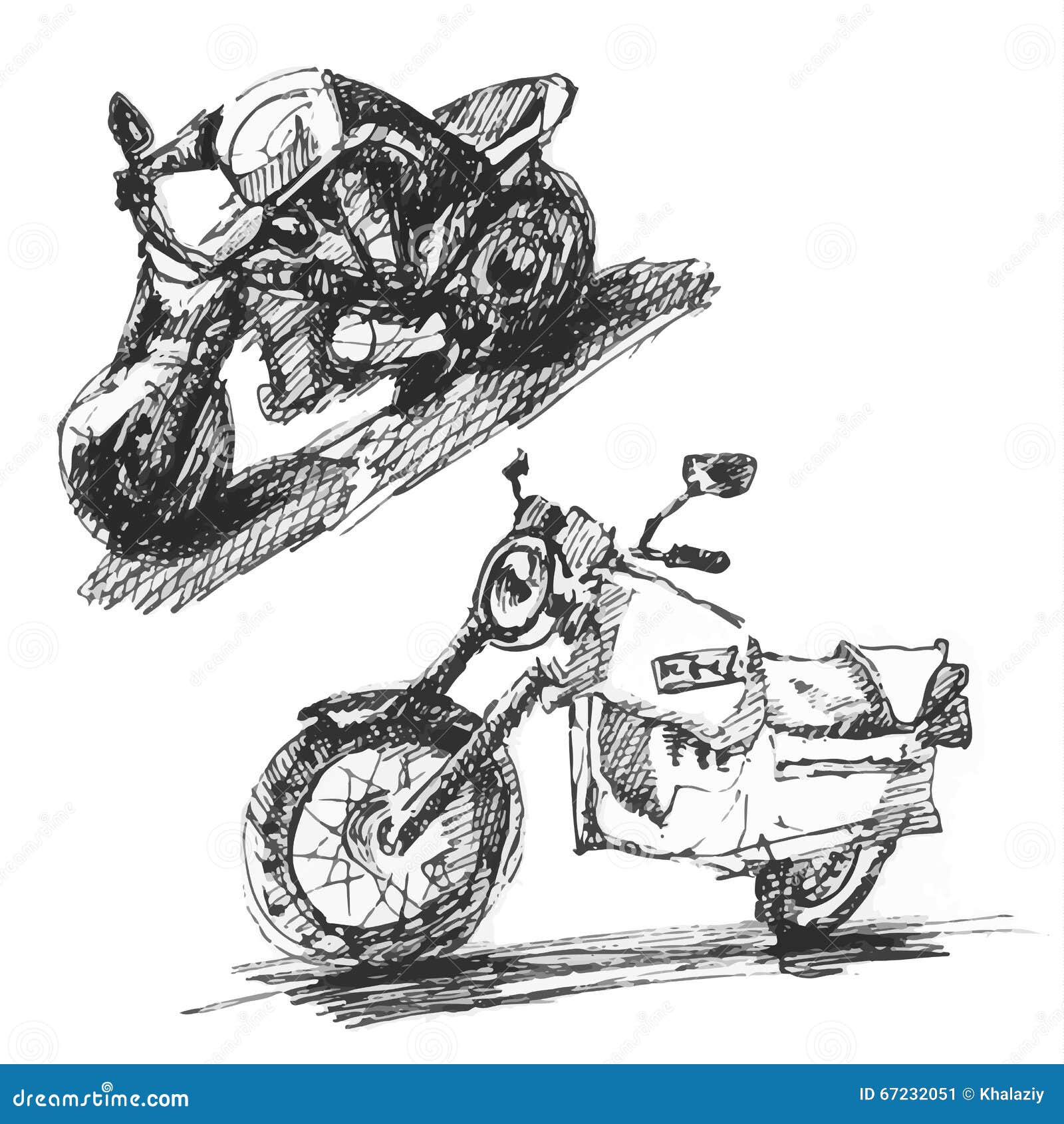 Rysty ol'bike 0.6 - Pencil Sketch - Motorbike - Sticker | TeePublic