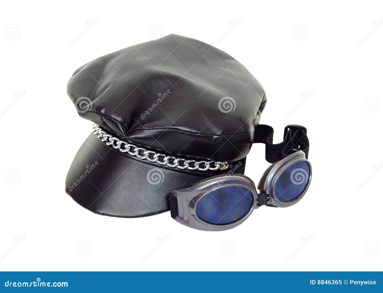 Biker cap and goggles stock image. Image of chain, accessory 8846365