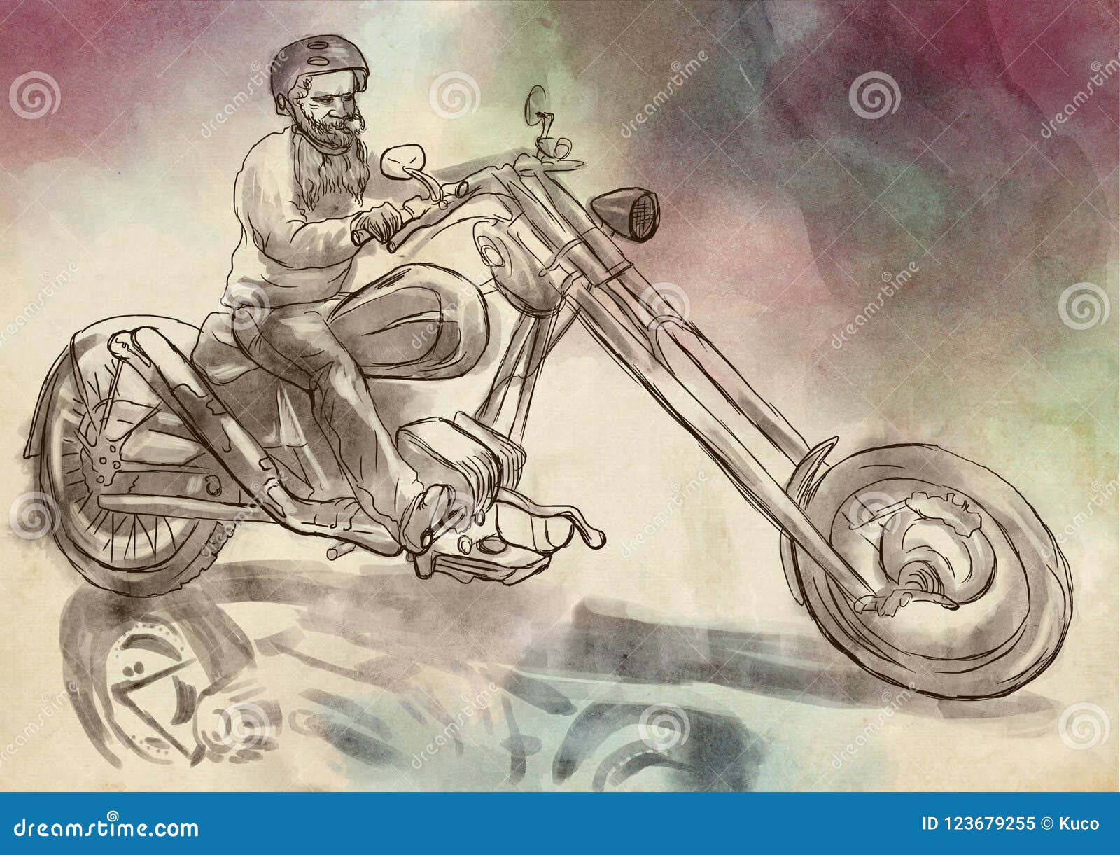 Bikeran Hand Drawn Illustration Freehand Sketching Stock - 