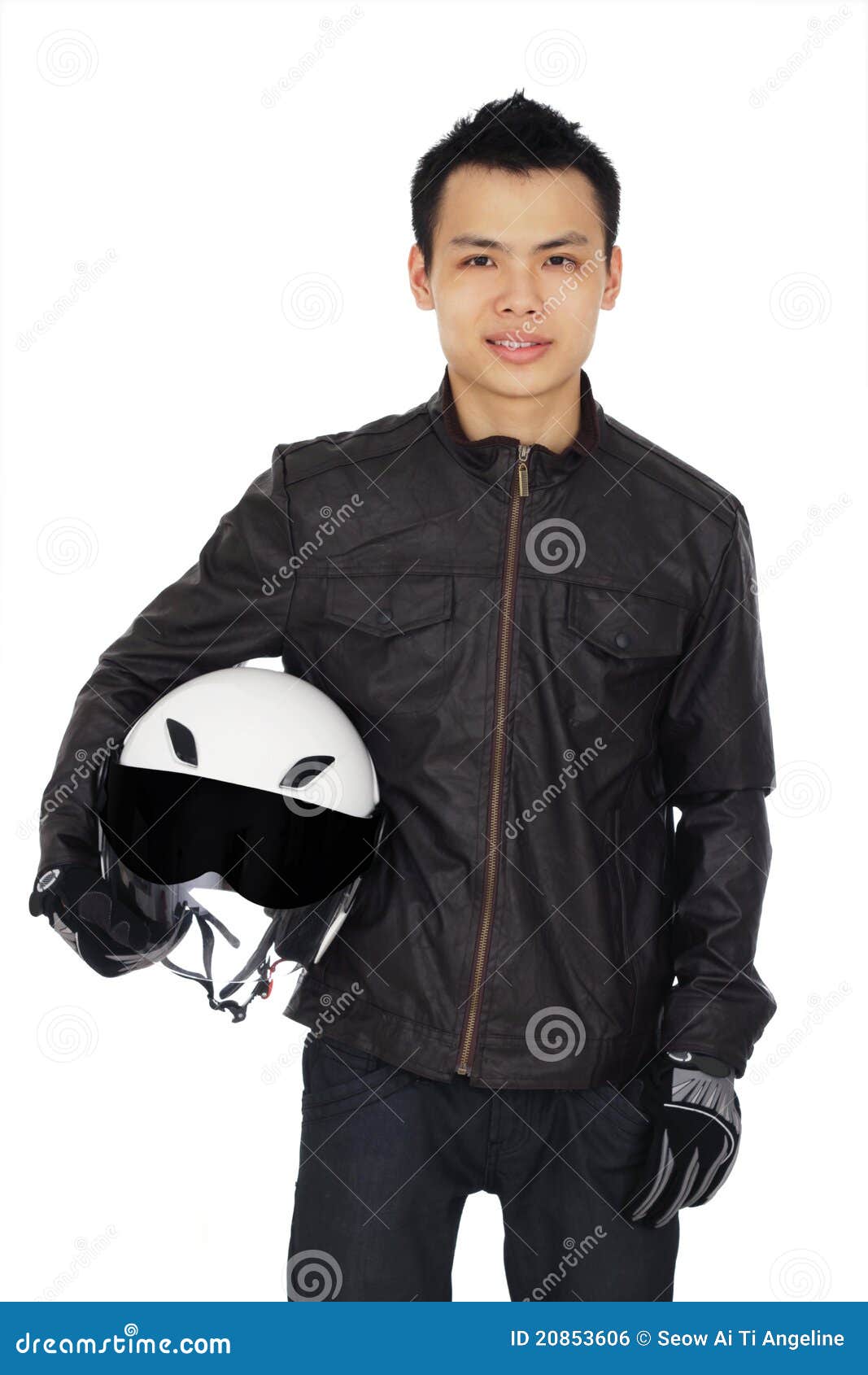 Biker with helmet stock photo. Image of white, smiling 20853606