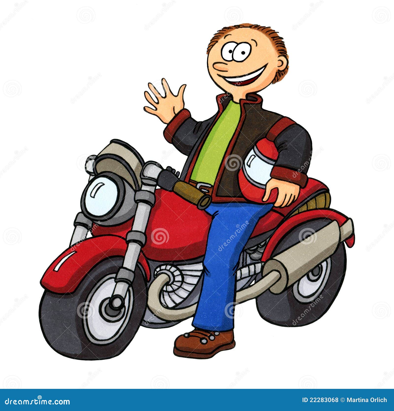 Biker on his motorbike stock illustration. Illustration of artwork -  22283068