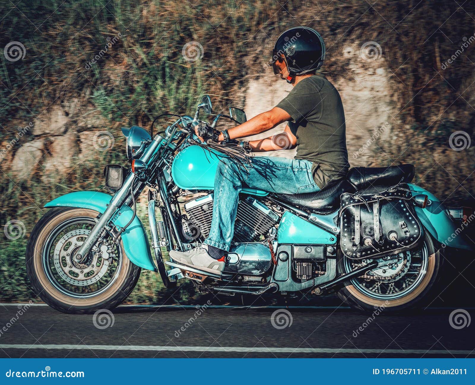 Biker Riding a Classic Motorcycle on a Country Road Stock Image Image of metal, gloves 196705711