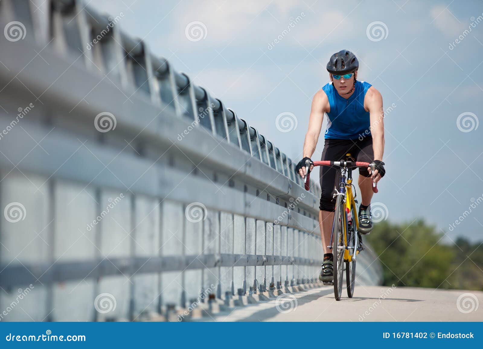 Biker Riding on Race Road Bike Stock Photo Image of cadence, blue