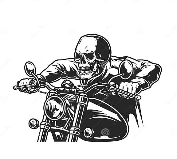 Biker Skeleton Riding Motorcycle Stock Vector Illustration Of Dead