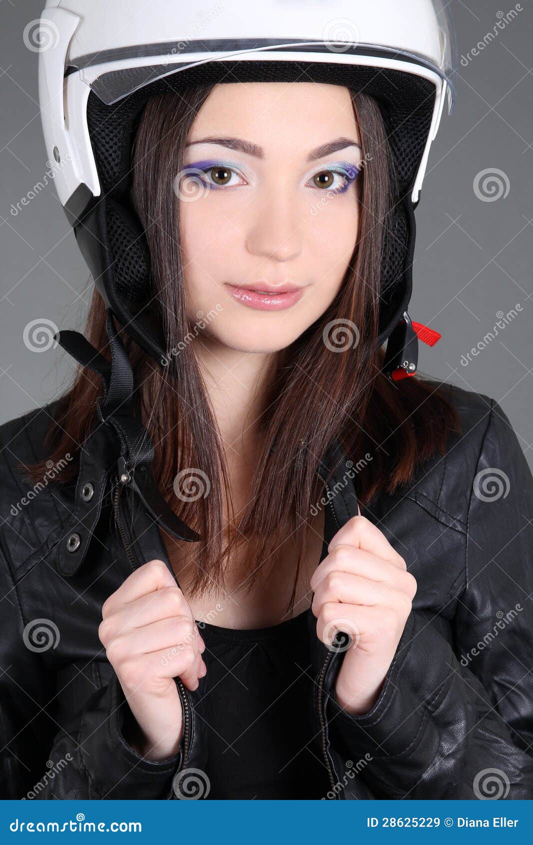 Biker Woman in Helmet on Head Stock Image Image of person, glamour