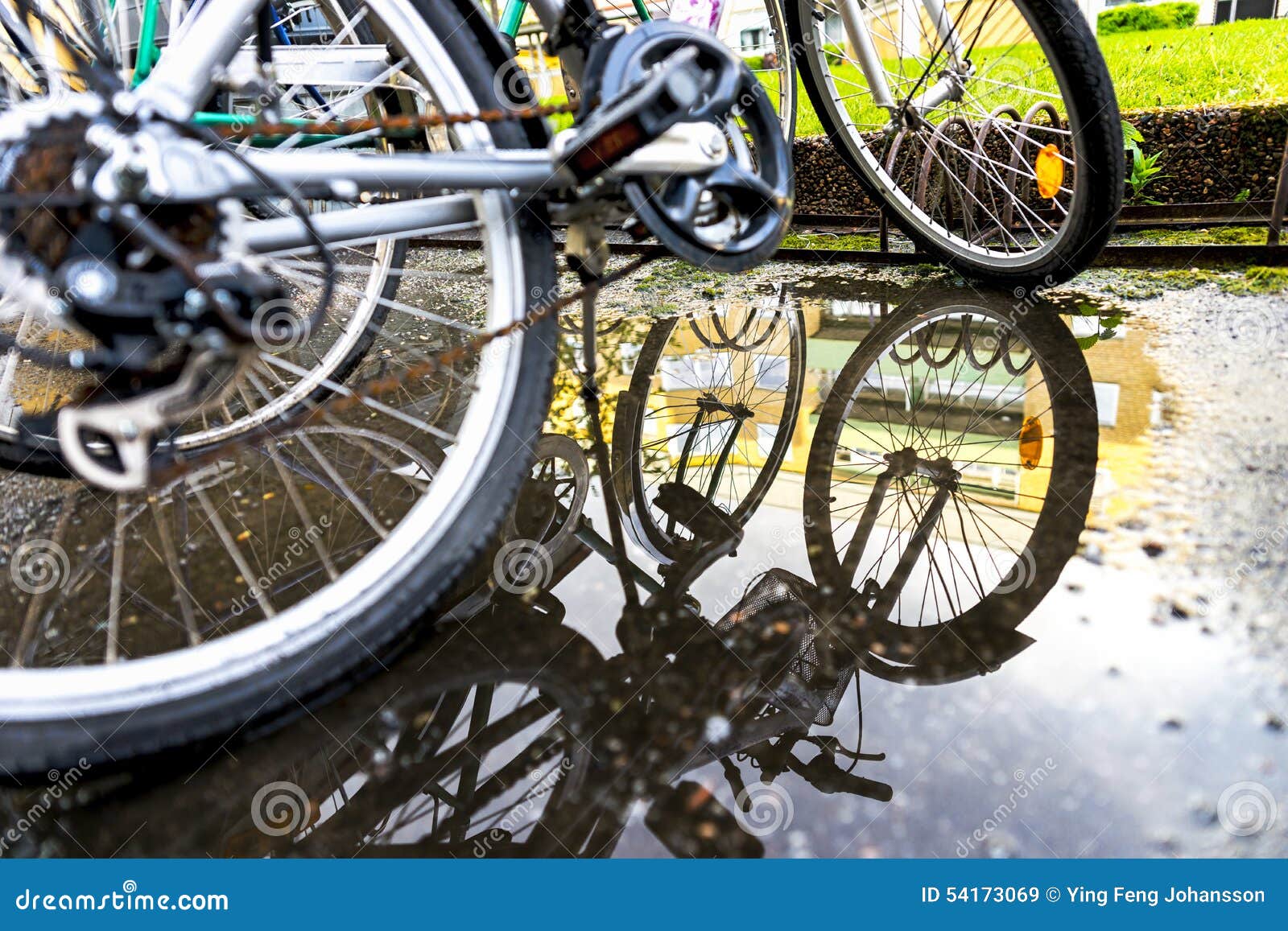 Bikes with reflection stock image. Image of rack, reflection 54173069